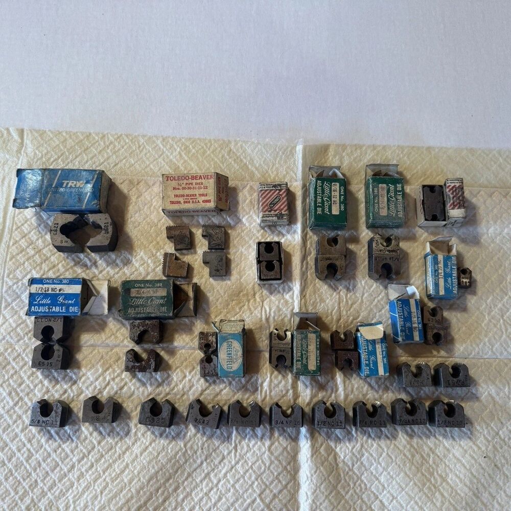37 Pieces Vintage Adjustable Die, Union, Little Giant, Toledo-Beaver, Various